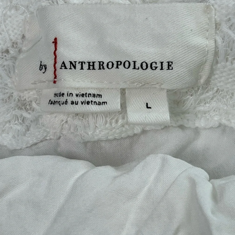 Anthropologie White Crochet Ruffled Midi Dress Women’s Large - Picture 6 of 13